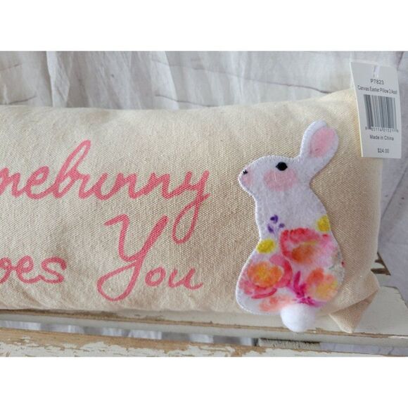 3d Easter shabby chic bunny pillow decor rabbit pink mini new - Picture 3 of 5